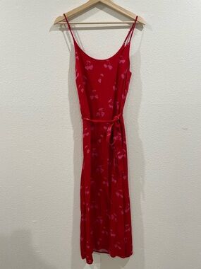 Fabienne Chapot Red Cherry Heart Midi Dress Pink Red Small Summer Wedding